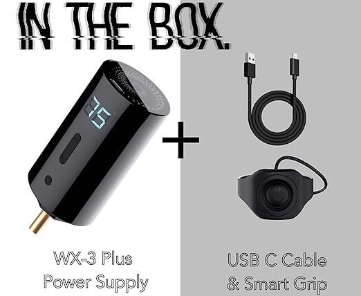 WX-3 Plus Wireless Mini Battery Pack Professional Power Supply w/Machine Mountable Smart Switch Grip, Backlit LED Digital Display, 1450mAh Capacity (RCA Connector)-Velvo Beauty