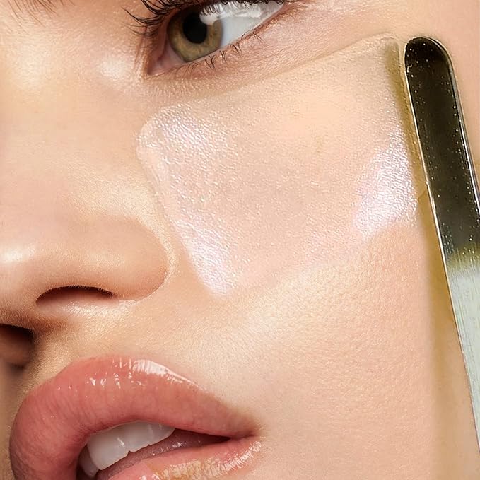 Korean Makeup Mixing Palette with Stainless Steel Picasso Spatula - Acrylic Tray for Foundation and Nail Polish - Luxury Beauty Tool for SFX Makeup & Nail Artists - Gold-Velvo Beauty