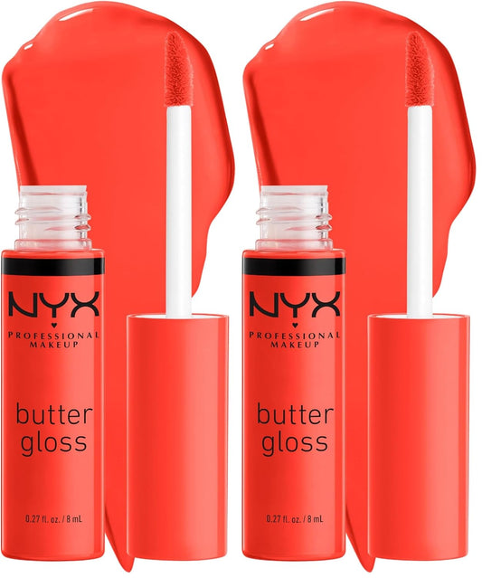 NYX PROFESSIONAL MAKEUP Butter Gloss, Non-Sticky Lip Gloss - Orangesicle (Orange) (Pack of 2)-Velvo Beauty