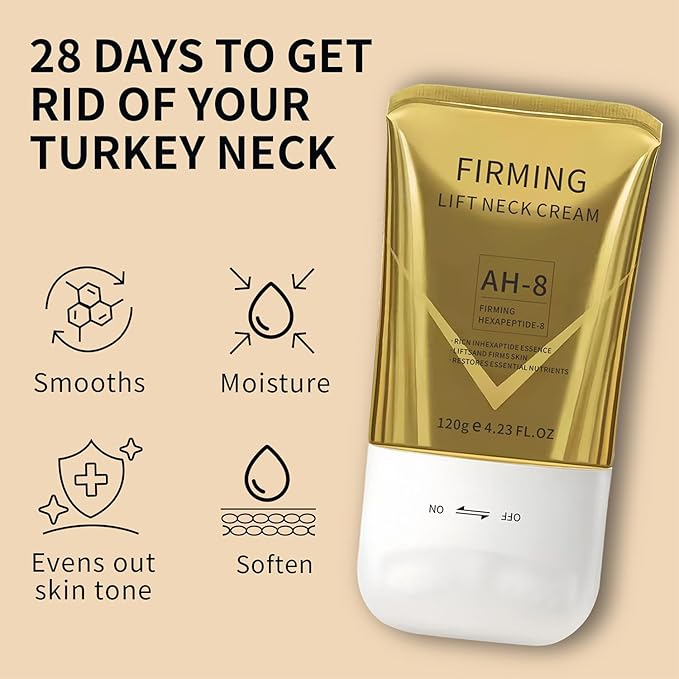 AH-8 Firming Neck Cream with Roller, Tightening & Lifting Cream for Sagging Skin, Contains Hexapeptide, Moisturizing for Face & Body Skin Tightening Cream-Velvo Beauty