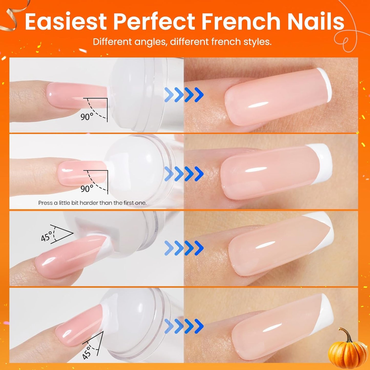 Beetles Nail Stamp 3Pcs Silicone French Tip Nail Stamp Kit with Replacement Nail Stamper Heads and Scrapers Soft Silicone Nail Printing Tool for Home Manicure Diy Nail Art Salon Gifts for Girls-Velvo Beauty