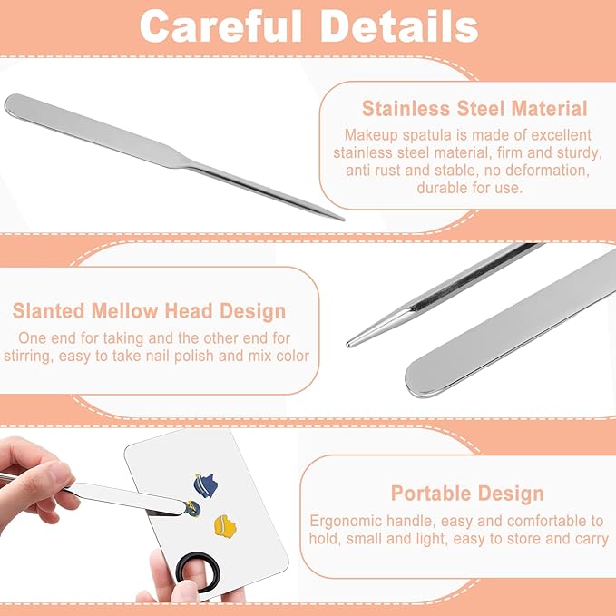 Makeup Spatula,Liquid Foundation Spatula, Stainless Steel Ergonomic Nail Art Makeup Stirring Rod, Durable Makeup Spatula Tool, Mini Makeup Spatula, Makeup Must Haves, for Makeup Art, makeup spatu-Velvo Beauty