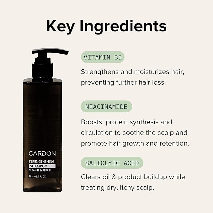 CARDON Hair Growth Shampoo for Men - Thickening, Anti-Thinning, Strengthens Roots, Korean Skincare for Healthy Scalp, Suitable for Oily and Dry Hair-Velvo Beauty