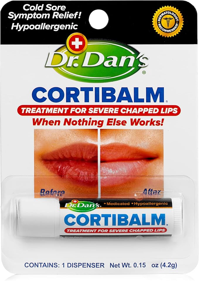 Dr. Dan's Cortibalm - 1 Pack - for Dry Cracked Lips - Healing Lip Balm for Severely Chapped Lips - Designed for Men, Women and Children-Velvo Beauty