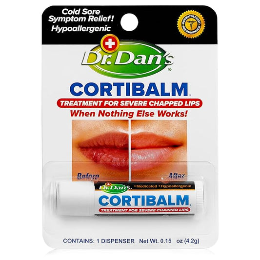 Dr. Dan's Cortibalm - 1 Pack - for Dry Cracked Lips - Healing Lip Balm for Severely Chapped Lips - Designed for Men, Women and Children…-Velvo Beauty
