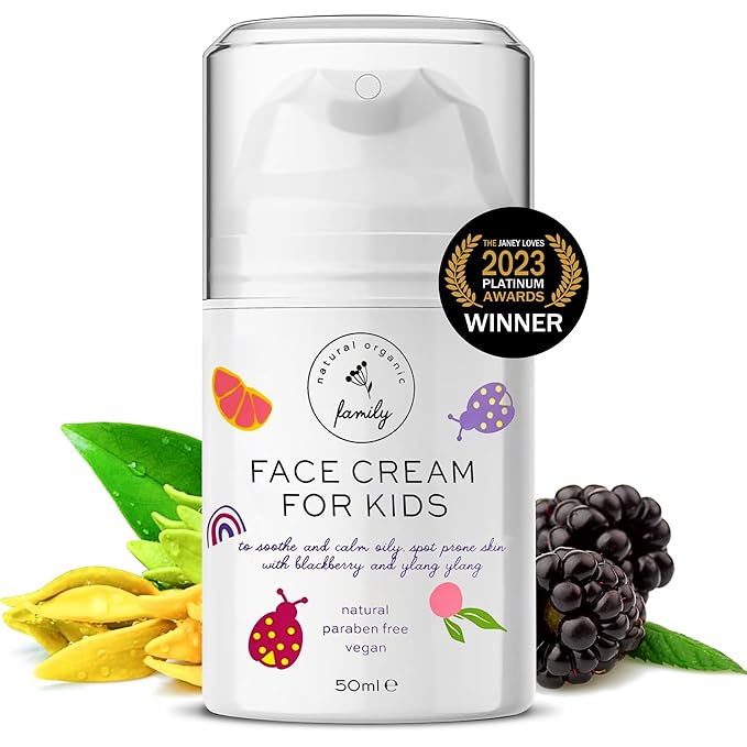 Gentle Face Cream Moisturizer for Kids and Preteens – Nourishing and Calming for All Skin Types – Natural Ingredients: Hyaluronic Acid and Vitamin E - Made in UK 50ml-Velvo Beauty