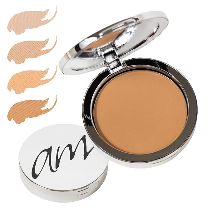 4-in-1 Pressed Foundation Powder with Natural SPF, Concealer & Finishing Powder, Medium to Full Coverage Foundation, Mineral-Based Powder (Halle, .35 oz)-Velvo Beauty