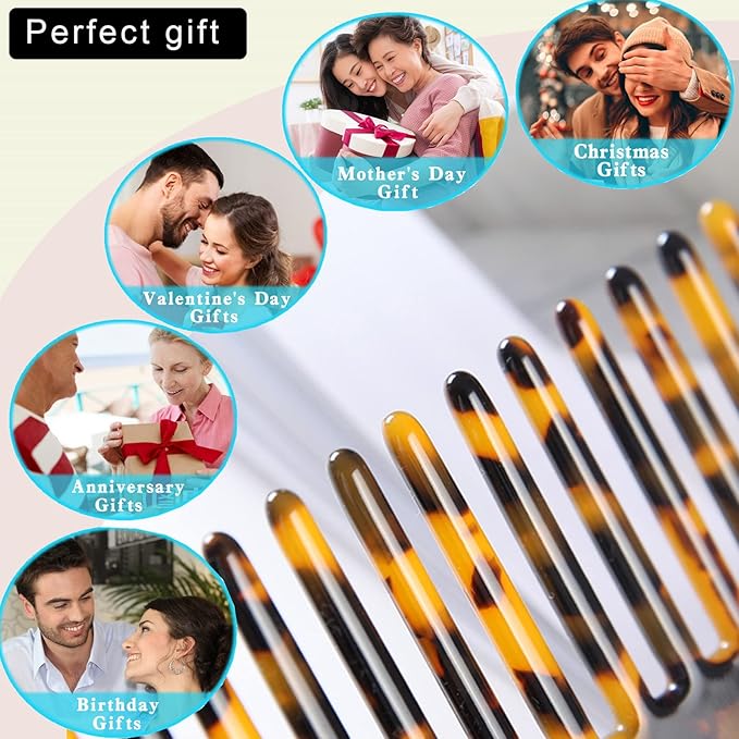 Fsmiling Hair Detangling Comb, Small Travel Purse Wide Tooth Pocket Comb for Thick Curly Wavy Hair, Acetate Hair Detangler Comb for Wet And Dry, 2 Pack-Velvo Beauty