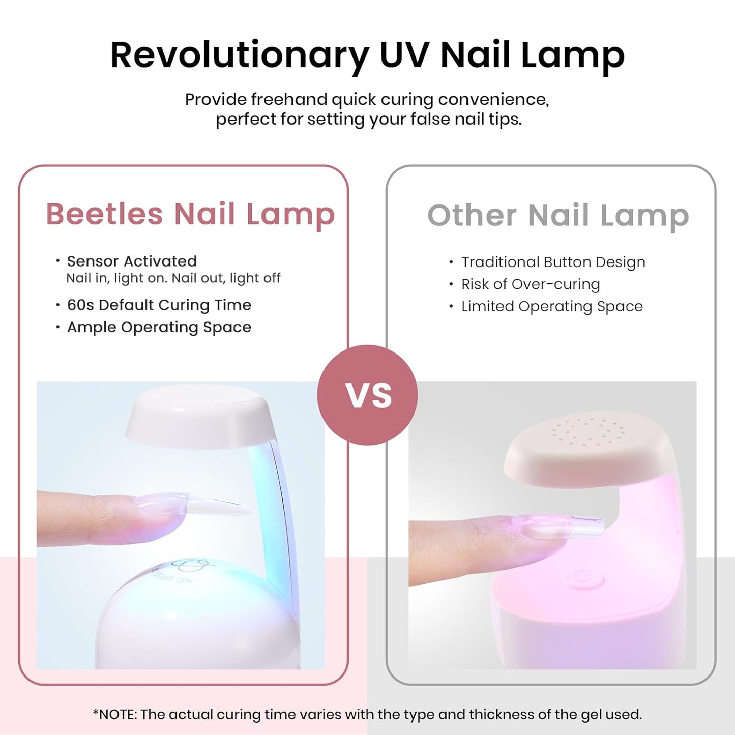 Beetles Gel Nail Kit Long Coffin with Nail Dehydrator and Primer, 576Pcs Half Matte Etch-X Gel Nail Tips Solid Nail Glue Mini Nail Lamp Acrylic Nail Tips Easy DIY Nail Extension Set Gift for Women-Velvo Beauty