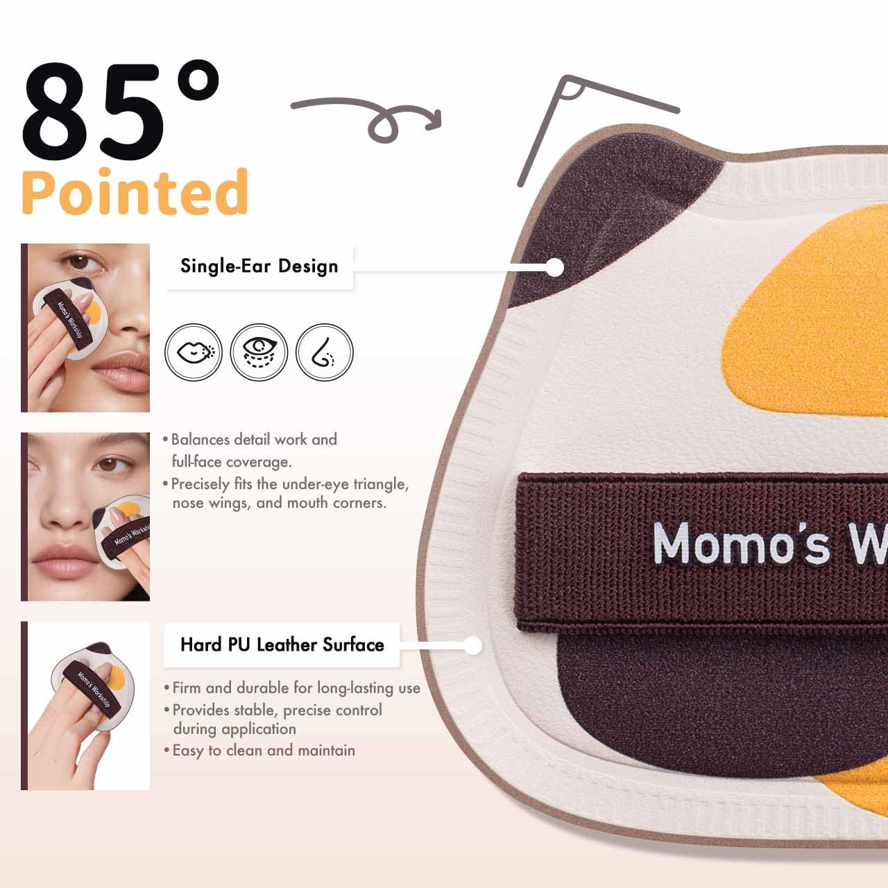 Tricolor Cat Puffs, Makeup Sponges Set, Dry&Wet Dual-Use Foundation Sponge, Expands 1.3x When Wet for Cream Foundation/Liquid Blush/Highlighter,2pcs Puffs & Storage Case-Velvo Beauty