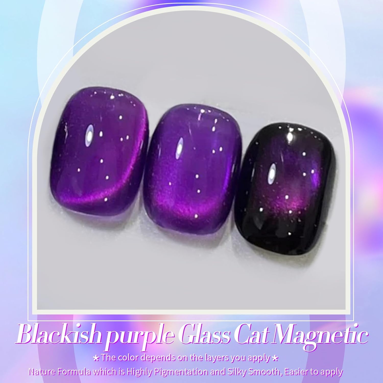 BORN PRETTY Cat Magnetic Eye Gel Nail Polish,Blackish Purple Jelly Glass Magnetic Gel Polish,Glitter Soak Off Nail Art Salon Manicure Home Gift 15ml-Velvo Beauty