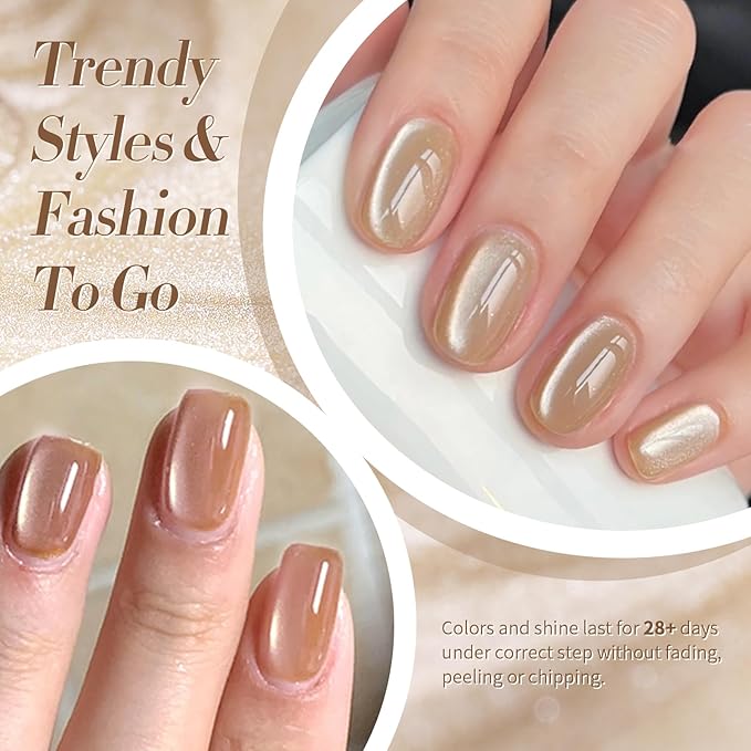 Born Pretty Cat Magnetic Eye Gel Nail Polish Cat Magnetic Shimmer Glitter Holographic Nail Polish Autumn Winter Moonlight Nude Brown Pink Purple 7ML 6PCS-Velvo Beauty