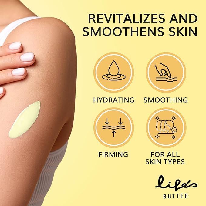 LIFE'S BUTTER Anti-Cellulite Cream - 100% Natural - Made in USA - Cruelty-Free - Hypoallergenic - Best Cellulite Reduction - Skin Firming + Tightening for Women L-Carnitine + CoQ10 + Caffeine – 6oz-Velvo Beauty