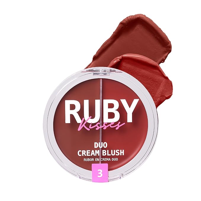 Ruby Kisses Duo Cream Blush, Smooth, Natural-Looking, Long-Lasting Face Makeup Blush for Cheeks, Lips, and Eyes, Buildable and Blendable, Infused with Green Tea, Aloe Vera Extract, and Hyaluronic Acid-Velvo Beauty