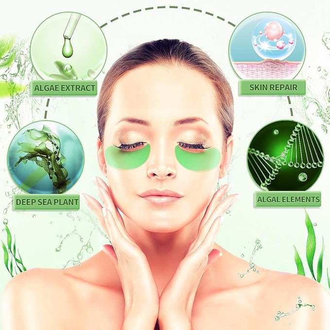 Seaweed Under Eye Masks, Moisturizing, Nourishing, Improving Dark Circles, Whitening, Wrinkles, Provides Protein, Vitamins, Collagen, Hyaluronic Acid, 30 Pairs-Velvo Beauty