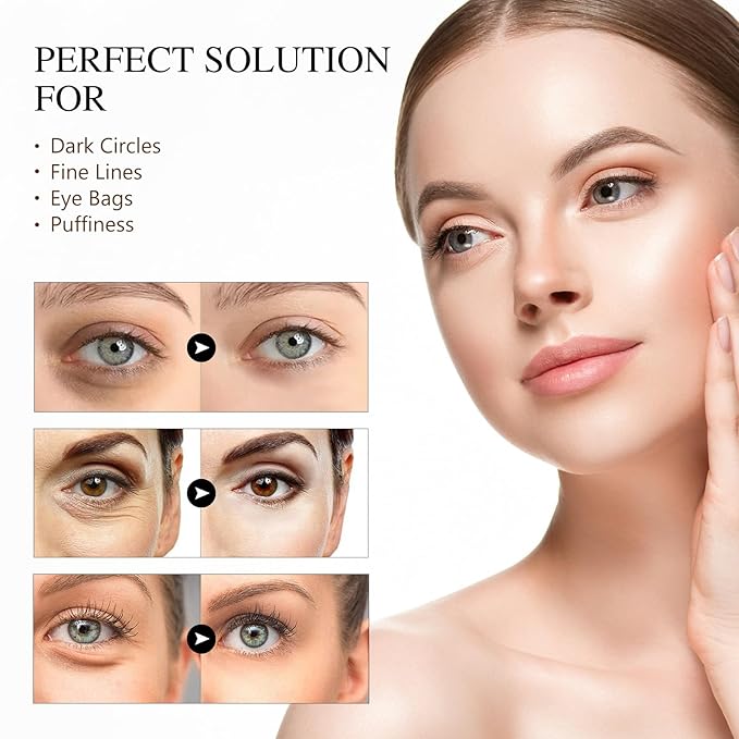 Caffeine Eye Serum Anti Aging, Eye Serum for Dark Circles and Puffiness, Retinol Eye Cream with 360°Massage Ball, Reduce Eye Wrinkles and Fine Lines-Velvo Beauty