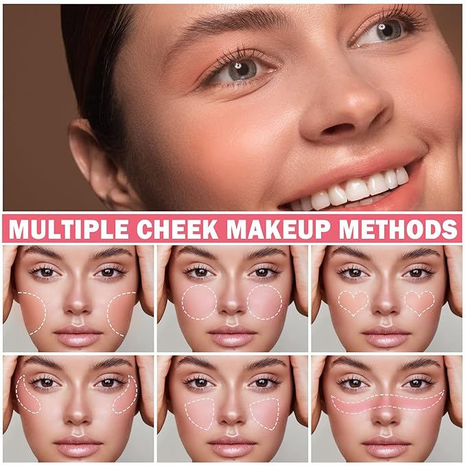 Cream Blush Stick with Brush,Waterproof Blush Makeup,Long Lasting 3 In 1 Cheek Blush & Lip Tint & Eye Shadow Makeup Stick,Easy To Use Blends Effortlessly,Cream Blush Makeup for All Skin Tones - Cherry Pink-Velvo Beauty