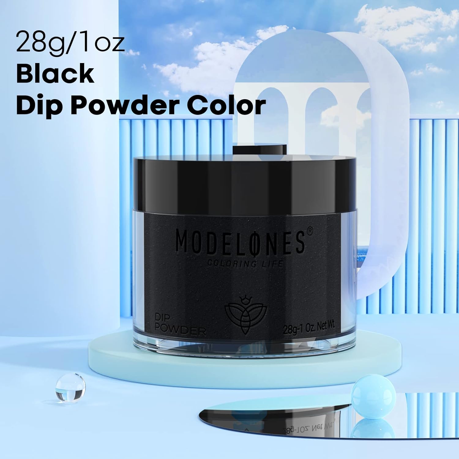 Modelones Dip Powder Black Color, Nail Dipping French Nail Art, 28 Long-Lasting Pro System Salon DIY at Home No Needed Lamp Cured-Velvo Beauty