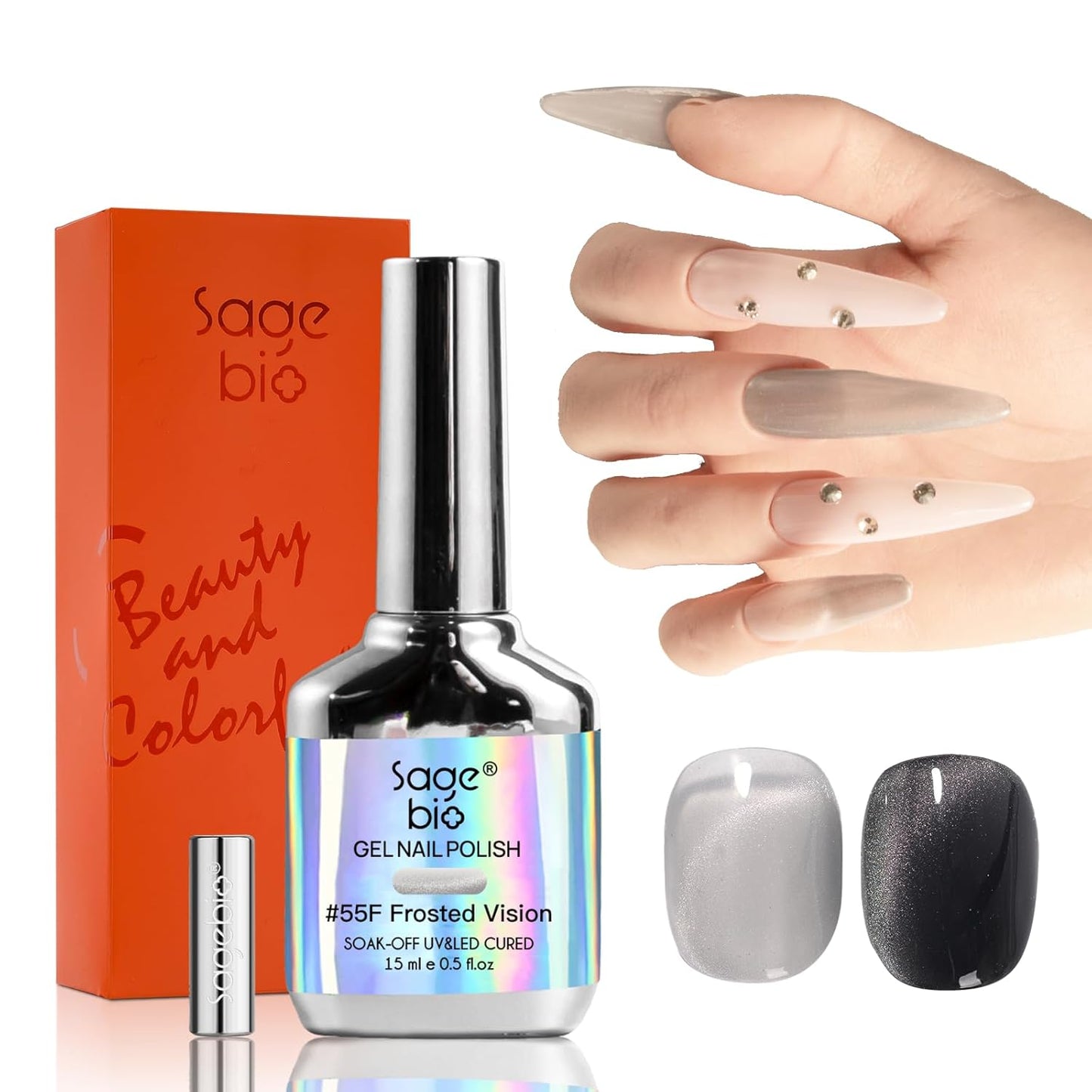 Cat Eye Gel Nail Polish with Magnet Stick, 15ml Magnetic Gel, Create Stunning Cat Eye Effects for DIY Manicures, Long-Lasting, Salon-Quality Finish, Frosted Vision-Velvo Beauty