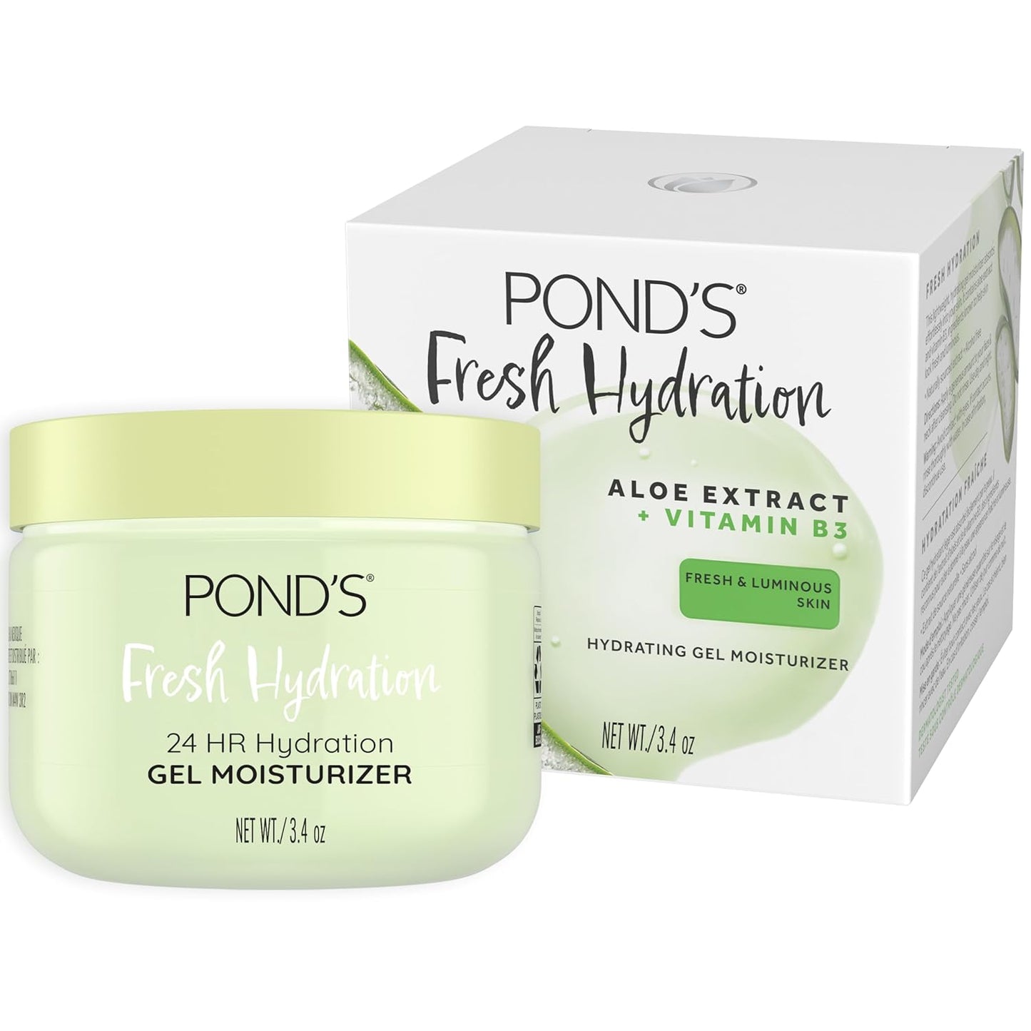 POND'S Aloe Extract & Vitamin B3 Gel Face Moisturizer For Fresh and Luminous Skin, 3.4 oz-Velvo Beauty