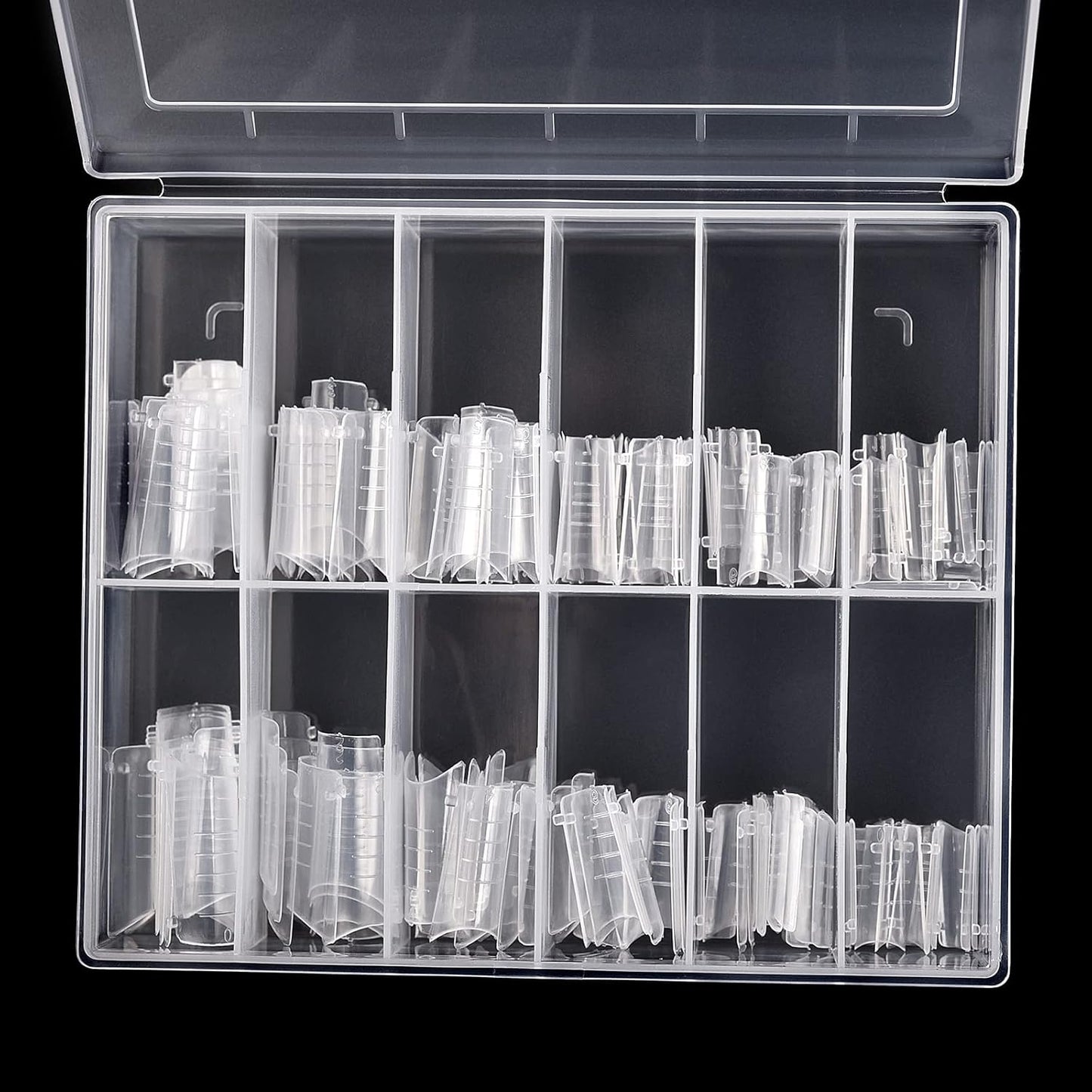 KADS 120PCS Clear Full Cover Dual Nail System Form UV Gel Acrylic Nail Art Mold Artificial Nail Tips with Scale for Extension (MODEL 7)-Velvo Beauty
