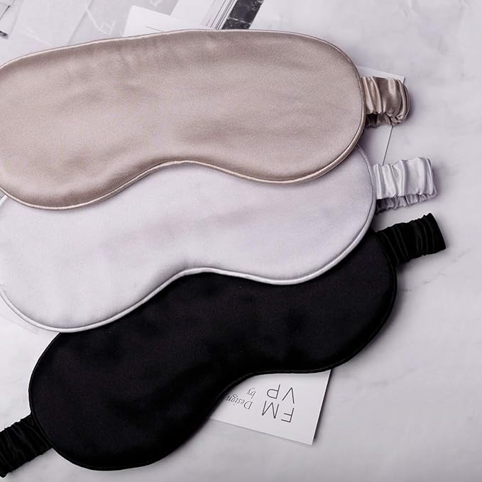 Silk Sleep Mask Light Blocking Luxury 100% Mulberry 19mm Silk Eye Mask Eye Cover Blindfold Ultra Soft Light & Comfy Anti Aging Skin Care with Travel Bag Gift Package-Velvo Beauty
