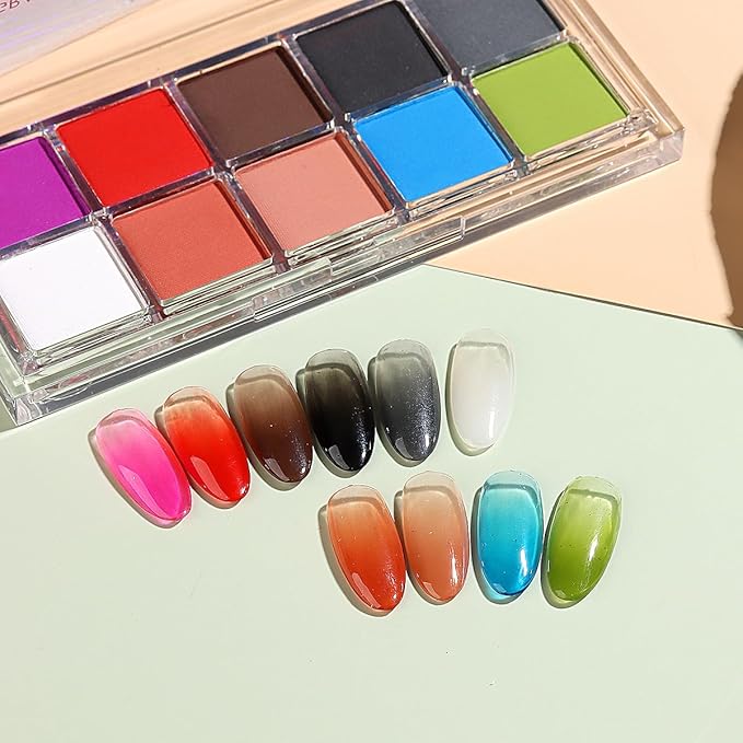 10 Colors Solid Neon Phosphor Nail Powder Set Fluorescent Gradient Iridescent Pigment Powder Glitter Dust Kit for Gel Polish Nail Art Decorations-Velvo Beauty