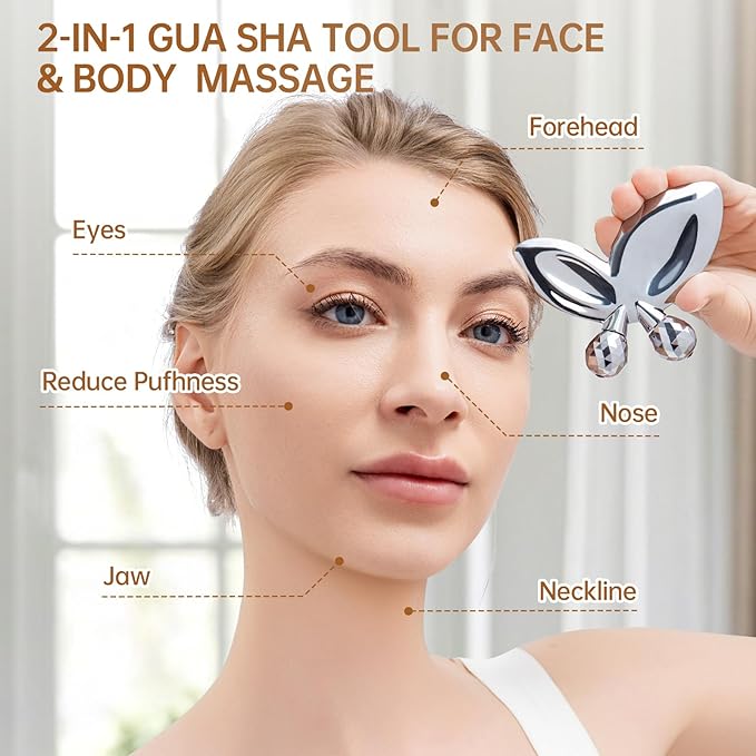 Ice Face Roller-3D Butterfly roller for Women,Stainless Steel Gua Sha Facial Massager Tool for Skin Tightening,2-in-1 Body Gua Sha Massager Tool for Muscle Ache&Lymphatic Drainage,Butterfly Decoration-Velvo Beauty