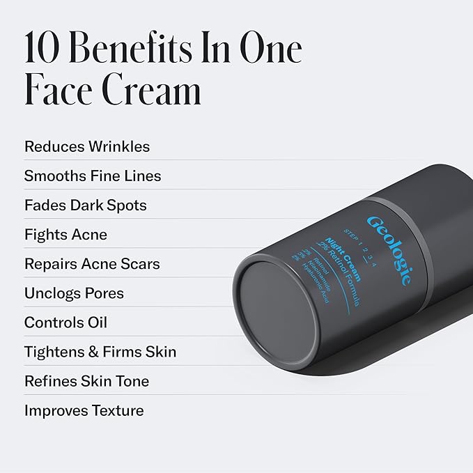 Geologie Retinol Anti-Aging Face Cream | Enhanced .2% Retinol Formula for Effective Results | Reduce Fine Lines & Wrinkles | Protect & Repair Skin With Hyaluronic Acid & Niacinamide | For Men & Women-Velvo Beauty