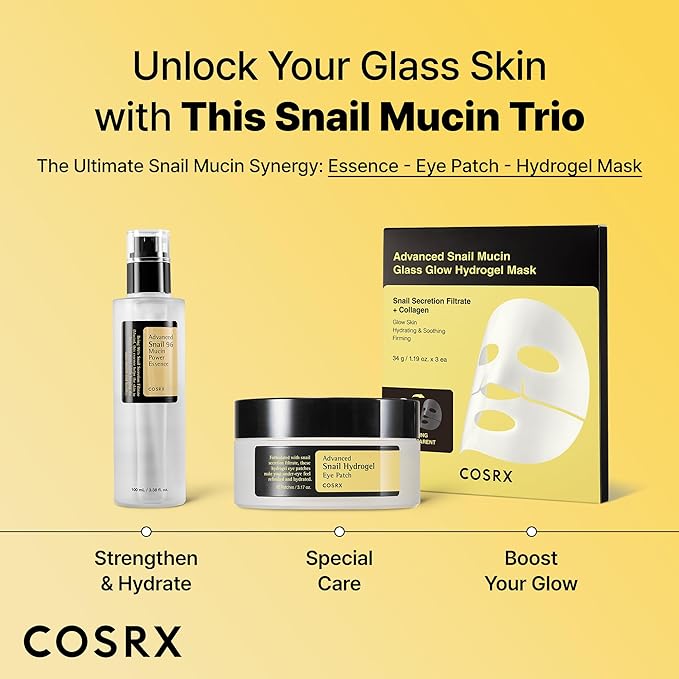 COSRX Advanced Snail Hydrogel Eye Patch (60pc), Gel Serum Mask, Puffy Undereye Treament, Fine Lines, Refresh, Hydrate| Paraben free, Korean Skin Care-Velvo Beauty