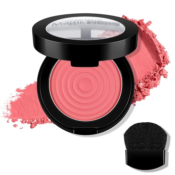Boobeen Soft Blend Powder Blush for Cheeks, Buildable Color Matte Smooth Blush Palette Compact Blush Powder Makeup, Long-lasting Flush Color, with Mirror and Brush-Velvo Beauty