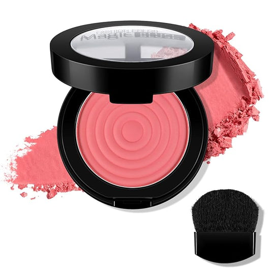 Boobeen Soft Blend Powder Blush for Cheeks, Buildable Color Matte Smooth Blush Palette Compact Blush Powder Makeup, Long-lasting Flush Color, with Mirror and Brush-Velvo Beauty