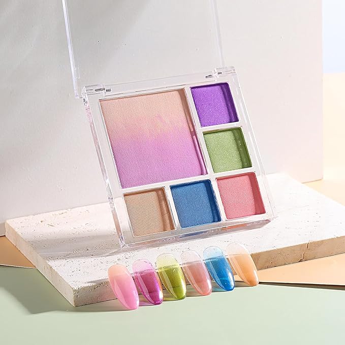 7 Colors Solid Fluorescent Neon Pigment Powder Set Gradient Iridescent Rainbow Palette Glitter Dust for Nail Art Gel Polish Mermaid Unicorn Rubbing Powder-Velvo Beauty