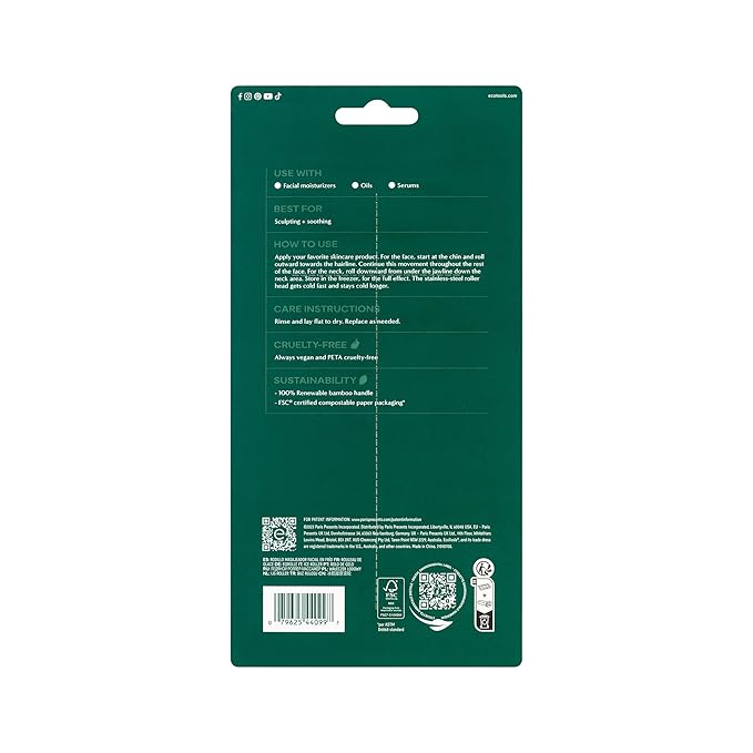 EcoTools Ice Roller, Lifts & Depuffs Skin, Stainless Steal Cooling Roller For Face & Neck, Provides Relaxation While Sculpting, Eco Friendly, Vegan, & Cruelty Free Skincare Tool, 1 Count-Velvo Beauty