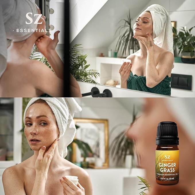 – Ginger Grass Essential Oil – 100% Pure & Undiluted (Cymbopogon martinii VAR. Sofia)– Fresh Citrusy Earthy Aroma – Aromatherapy, Perfumery, Skin Care – Therapeutic Grade - 1/6 oz. 5 mL-Velvo Beauty