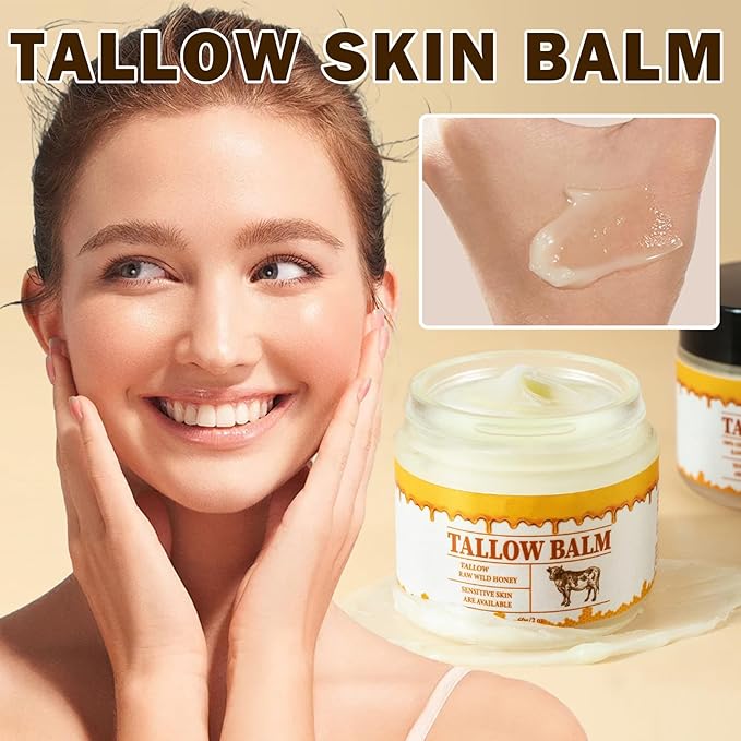 Beef Tallow and Honey Balm for Skin Tallow Face Moisturizer Natural Organic Tallow Honey All body Balm Tallow Body Moisturizer 2 Oz-Velvo Beauty