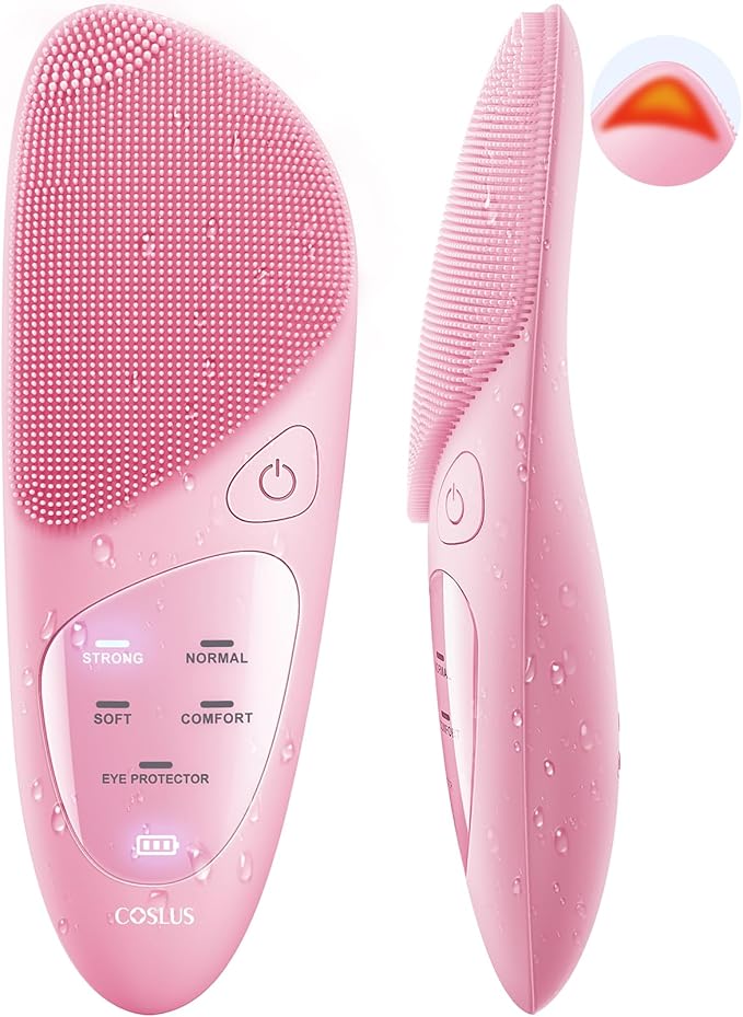 COSLUS Facial Cleansing Brush Silicone Face Scrubber: Waterproof Rechargeable Face Wash Brush, 4 Cleansing Modes, Electric Face Exfoliator for Men Women Cleaning, Exfoliating, Massaging-Velvo Beauty