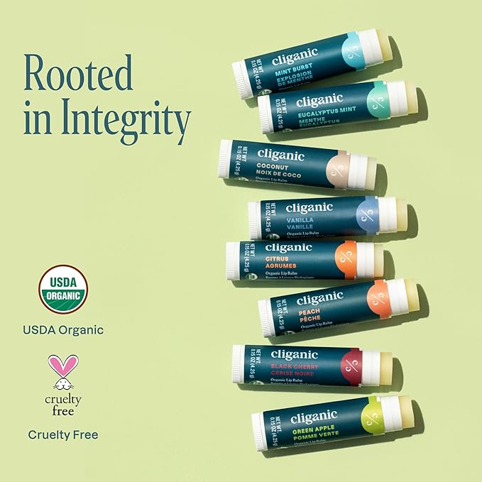 Cliganic Organic Lip Balm Set (Fresh Picked, 8 Flavors) - 100% Natural Moisturizer for Cracked & Dry Lips-Velvo Beauty