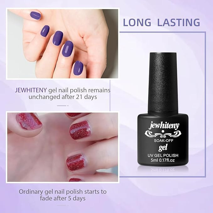 JEWHITENY 30PCS Nail Polish Kit 27 Colors Green Blue Pink Orange Gitter Sock Off Gel Polish with Matte& Glossy Top Base Coat for DIY Nail Art Manucure at Home Salon-Velvo Beauty