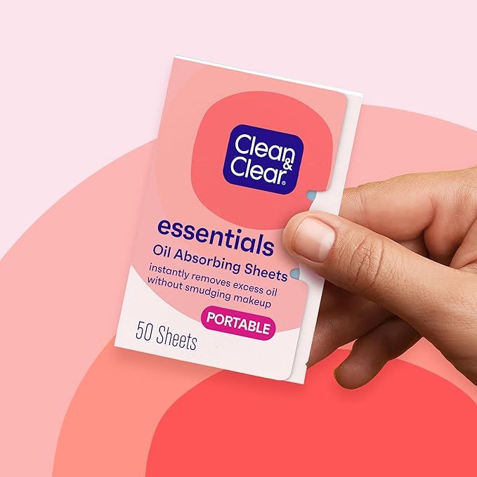 Clean & Clear Oil Absorbing Facial Sheets, Portable Blotting Papers for Face & Nose, Absorbing Blotting Sheets for Oily Skin to Instantly Remove Excess Oil & Shine, 3 x 50 ct-Velvo Beauty
