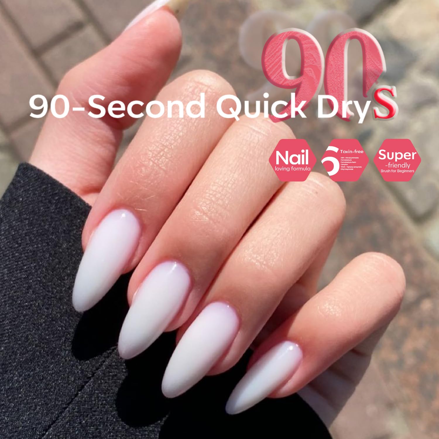 modelones Milky White Nail Polish, 15 ml Jelly Milky White Sheer Clear Nail Polish, Quick Dry Nail Lacquer Strengthener Long Last Nail Art DIY Manicure Gift for Women Girls 0.5 Fl Oz-Velvo Beauty