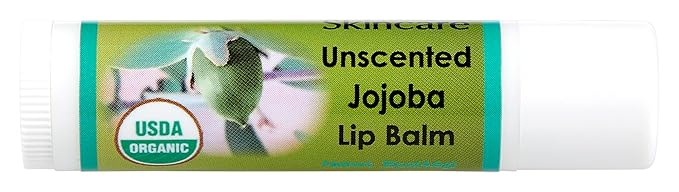 USDA Organic Unscented Lip Balm 2 Pack - Over 70% Pure Organic Jojoba Oil and Organic Beeswax, Soothes and Softens Dry, Cracked, and Sensitive Lips, No Added Scent, No added Taste 15 oz/4.6 gm-Velvo Beauty