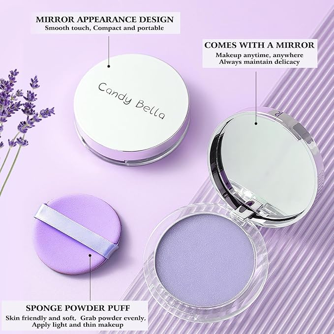 Chillab Lavender Matte Powder, Gel-like Formula Oil-Control Primer & Setting Powder, Polvos Compactos Matte Powder for Silky Blurring Oil Control-Velvo Beauty