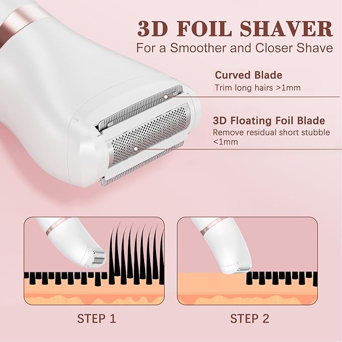 Bikini Trimmer for Women, 3-in-1 Waterproof Electric Shaver, Cordless Pubic & Body Hair Trimmer, Facial Shaver, Easy-Clean Razors with Ceramic Blade, Type-C Rechargeable, Led Display-Velvo Beauty