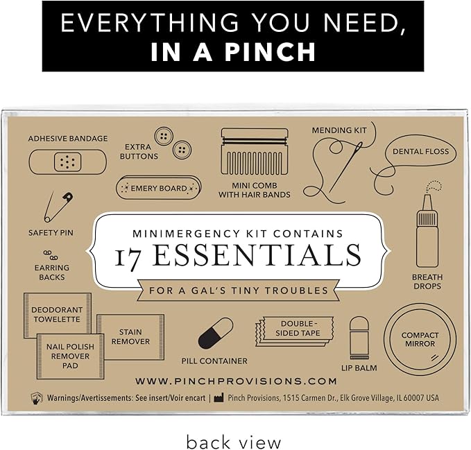 Pinch Provisions Velvet Minimergency Kit, for Her, Includes 17 Must-Have Emergency Essential Items, Compact, Multi-Functional Pouch, Gift for Parties and Birthdays-Velvo Beauty