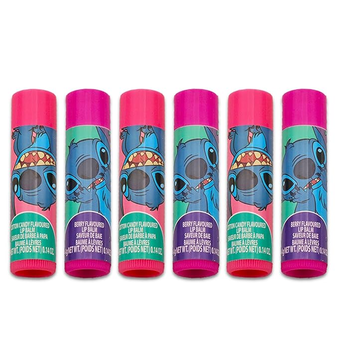 Stitch Lip Balm Tube Bundle for Girls – 6 Pack of Stitch Lip Balm in Assorted Flavors Plus Stickers, More | Stitch Party Favors-Velvo Beauty