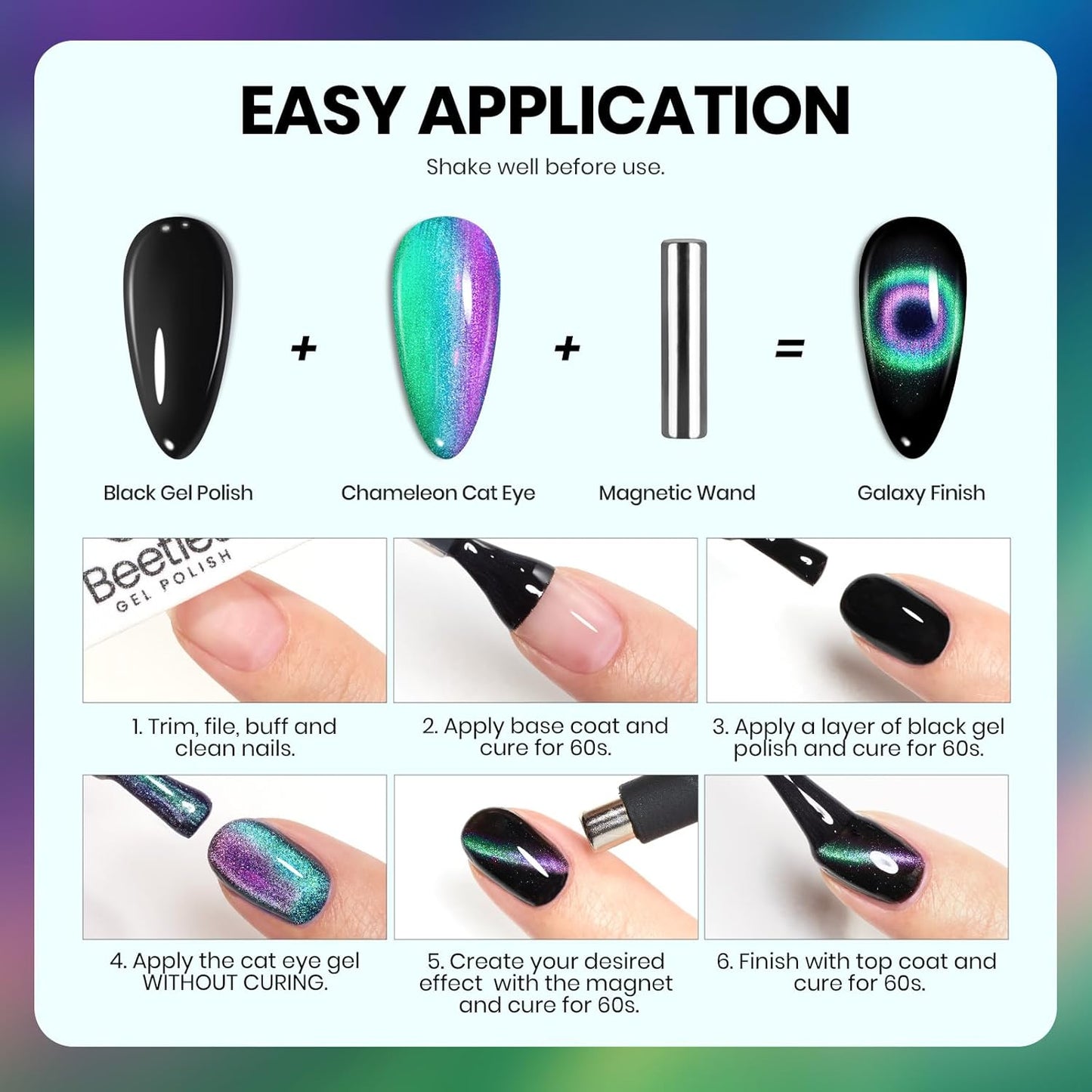 Beetles Cat Eye Gel Nail Polish - 15ML 9D Chameleon Cat Eye Green Purple Double Magic Colors Gel Polish with Magnet Soak Off UV Velvet Gel Galaxy Drift Collection Nail Art Design Gift for Women-Velvo Beauty