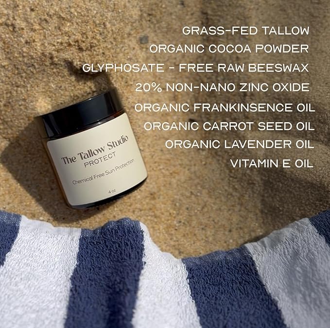 Everyday Tallow Mineral Sunscreen ~ SPF 30 | 100% Grass-Fed & Organic | Face & Body | Naturally Scented with Frankincense & Lavender Oil | Zinc Oxide | Water Resistant (2oz)-Velvo Beauty