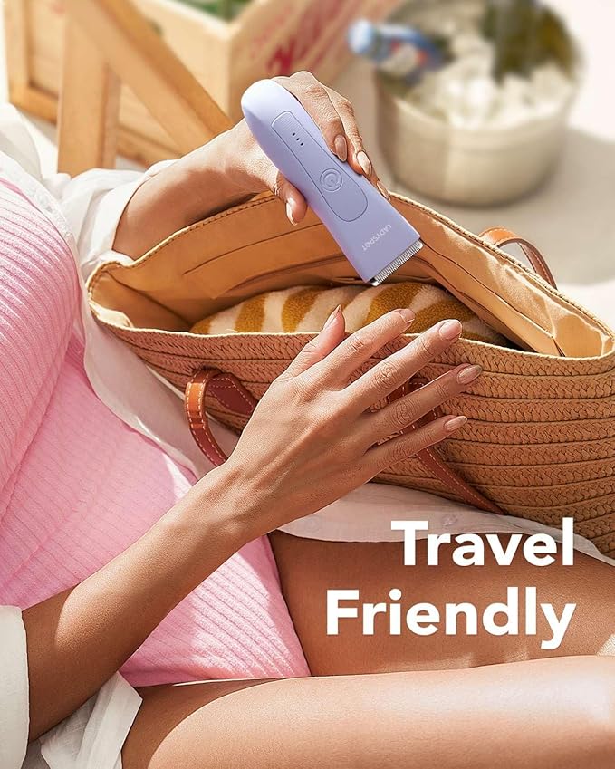 Bikini Trimmer for Women, Pubic Hair Trimmer Shaver for Women -Waterproof Hair Shaver Razors, LADYSPOT™ Shaving Sets,with 3 Guards,Replaceable Hypoallergenic Ceramic Blade,Wet/Dry(Purple)-Velvo Beauty