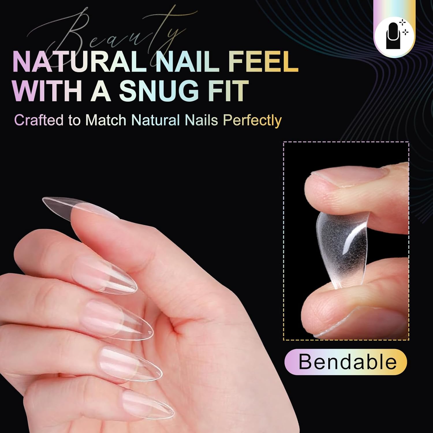 Almond Nail Tips Soft Gel Nail Tips 240Pcs Pre-Shaped Medium Pointed Almond Nails Half Matte Full Cover Acrylic Clear Press on Fake Nails Tips for Extension Nail Art DIY Manicure Salon 12 Sizes-Velvo Beauty